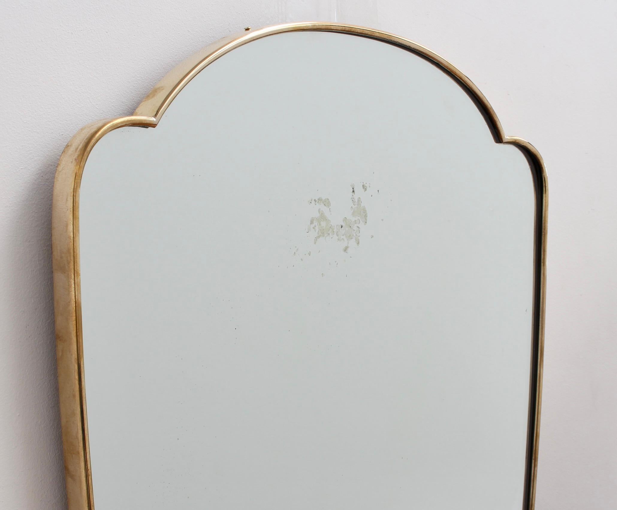 Mid-Century Italian Wall Mirror with Brass Frame (circa 1950s) 1