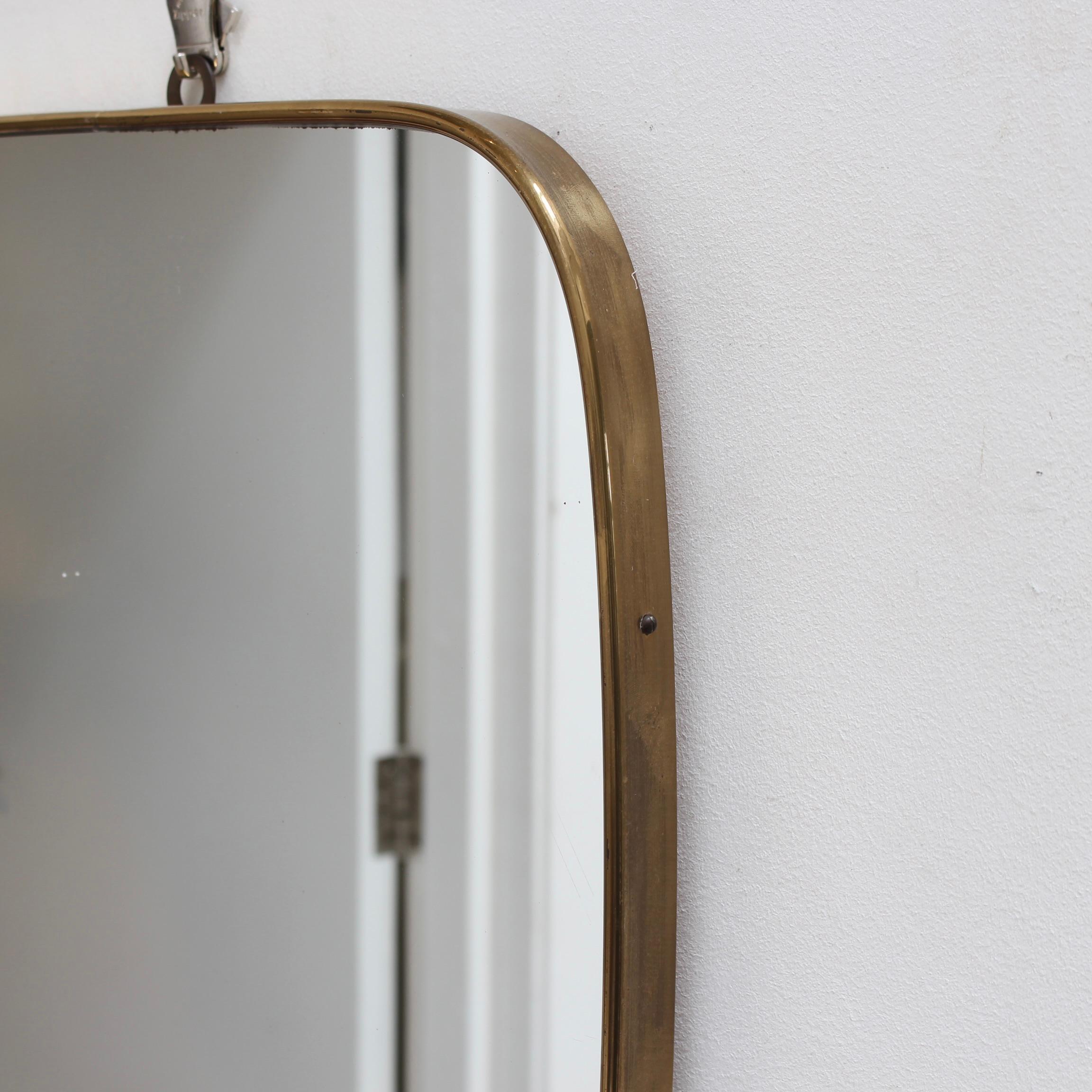 Mid-20th Century Mid-Century Italian Wall Mirror with Brass Frame (circa 1950s)