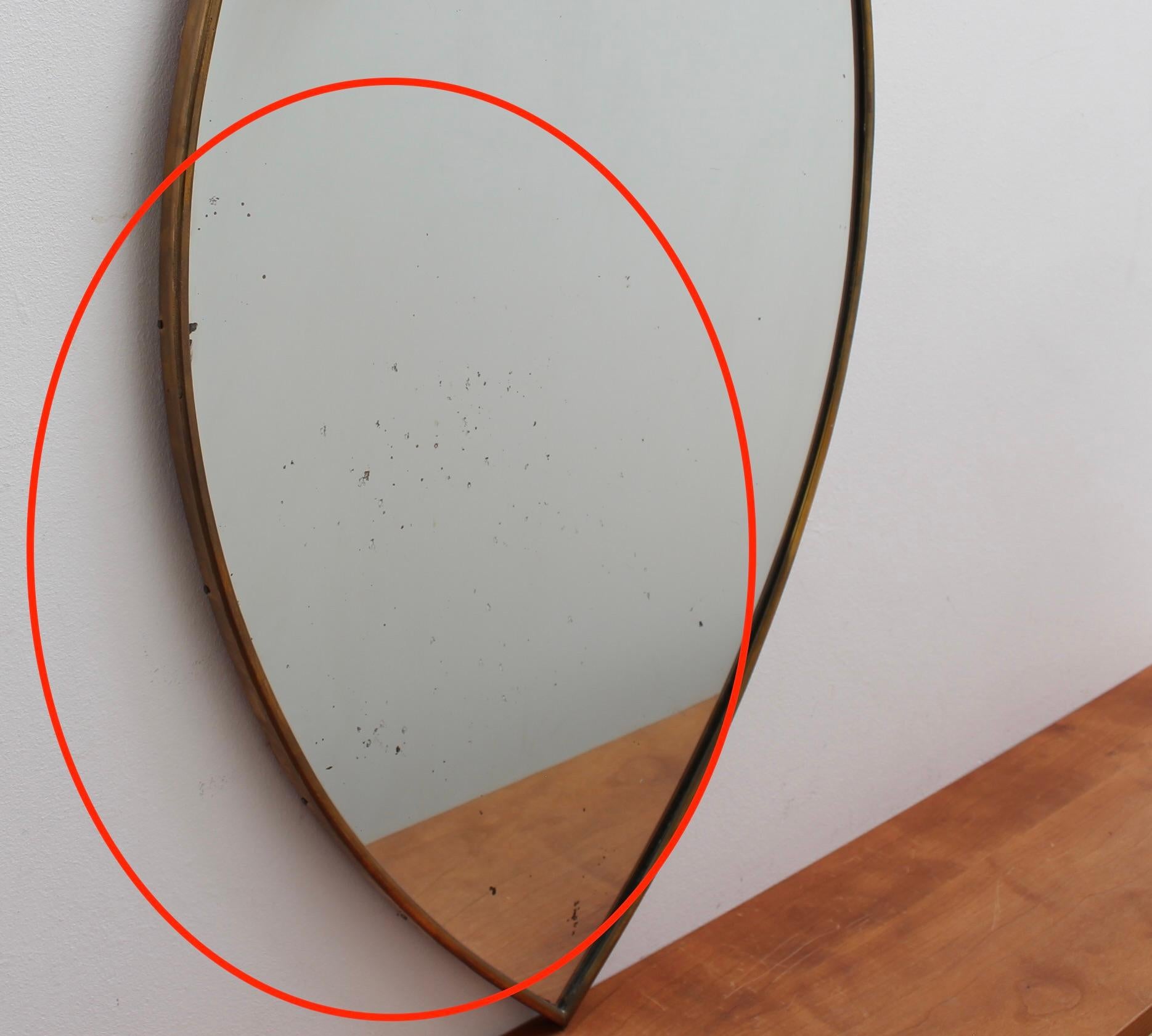 Mid-Century Italian Wall Mirror with Brass Frame (circa 1950s) For Sale 1