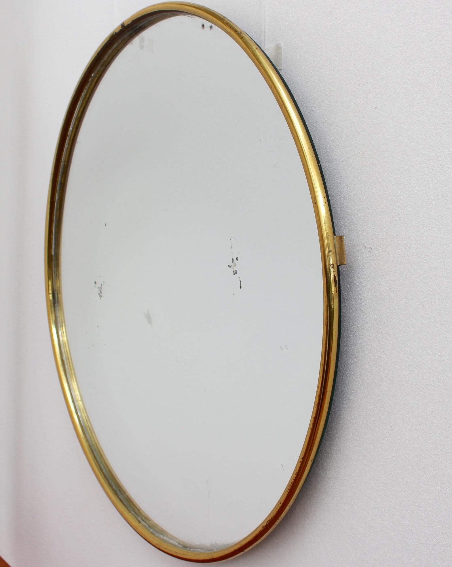 Midcentury Italian Wall Mirror with Brass Frame, circa 1950s 2