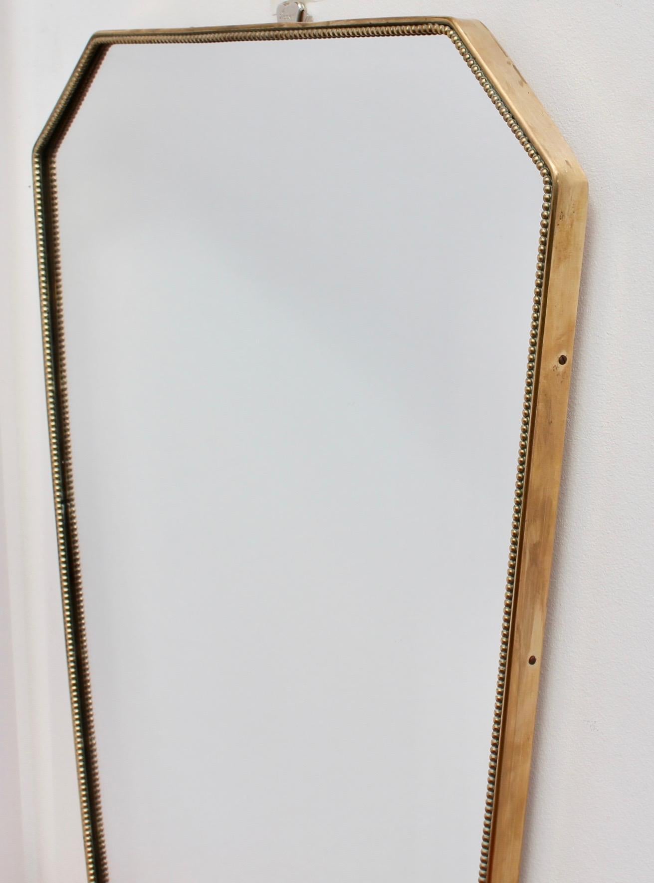 Midcentury Italian Wall Mirror with Brass Frame, circa 1950s 4