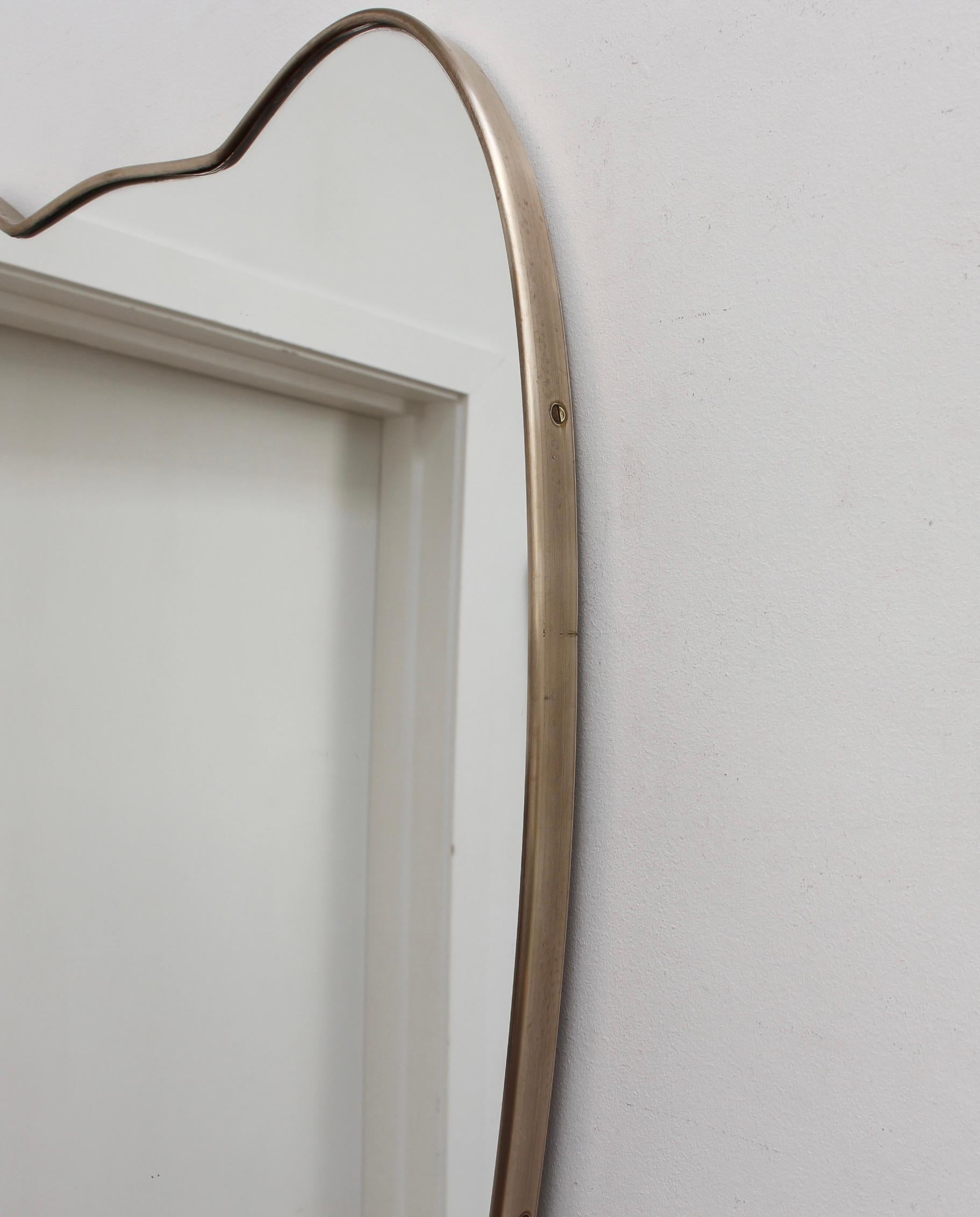 Midcentury Italian Wall Mirror with Brass Frame, 'circa 1950s' For Sale 4