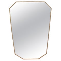 Midcentury Italian Wall Mirror with Brass Frame, circa 1950s