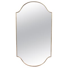 Midcentury Italian Wall Mirror with Brass Frame, circa 1950s