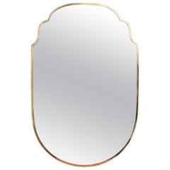 Midcentury Italian Wall Mirror with Brass Frame, circa 1950s