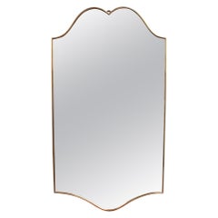 Midcentury Italian Wall Mirror with Brass Frame, circa 1950s