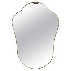 Vintage Mid-Century Italian Wall Mirror with Brass Frame 'circa 1950s'