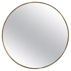 Miroir mural italien du mi-siècle moderne avec cadre en laiton (vers les années 1950)