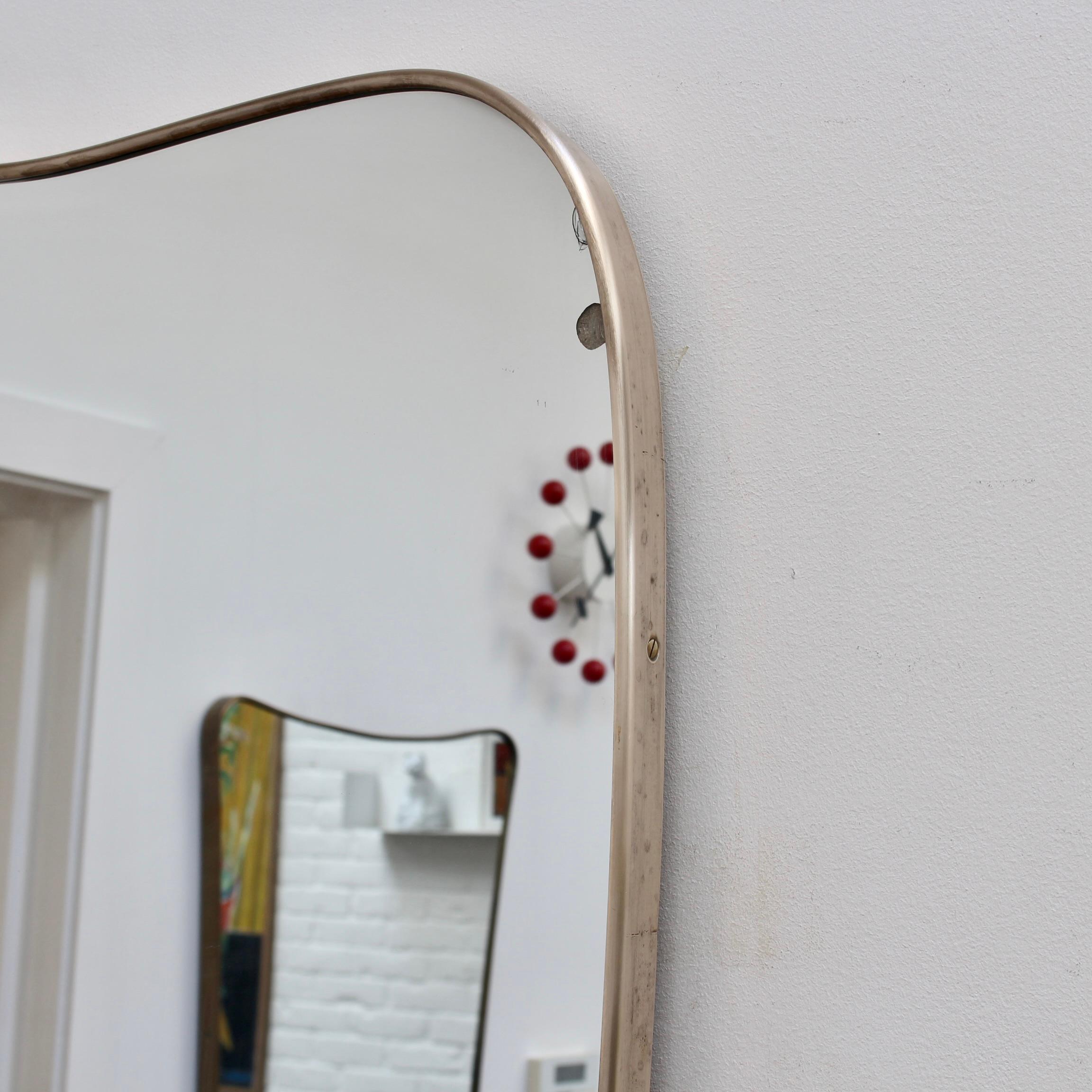 Mid-Century Italian Wall Mirror with Brass Frame (circa 1950s) - Large 6