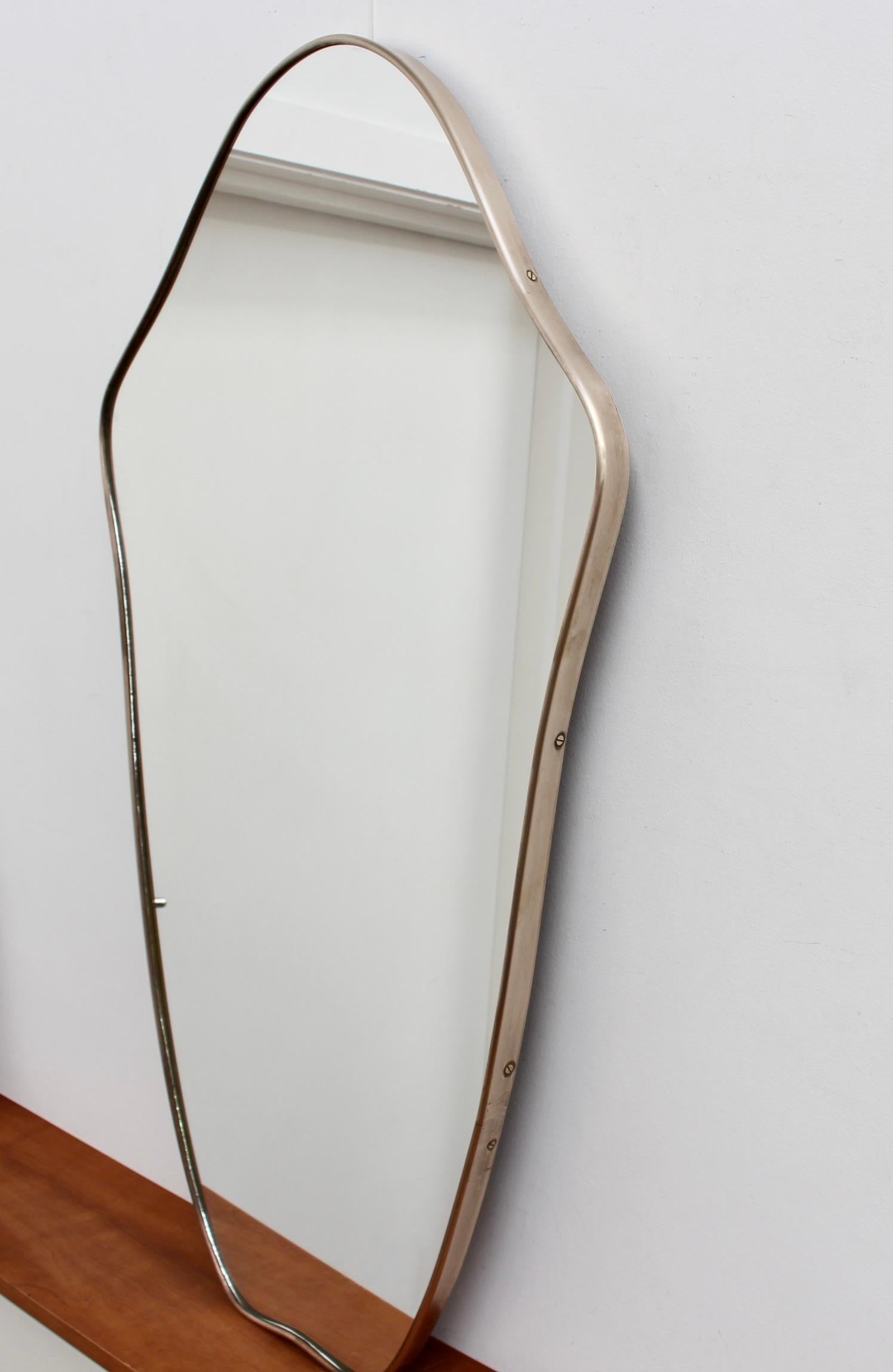 Midcentury Italian Wall Mirror with Brass Frame 'circa 1950s', Large For Sale 7