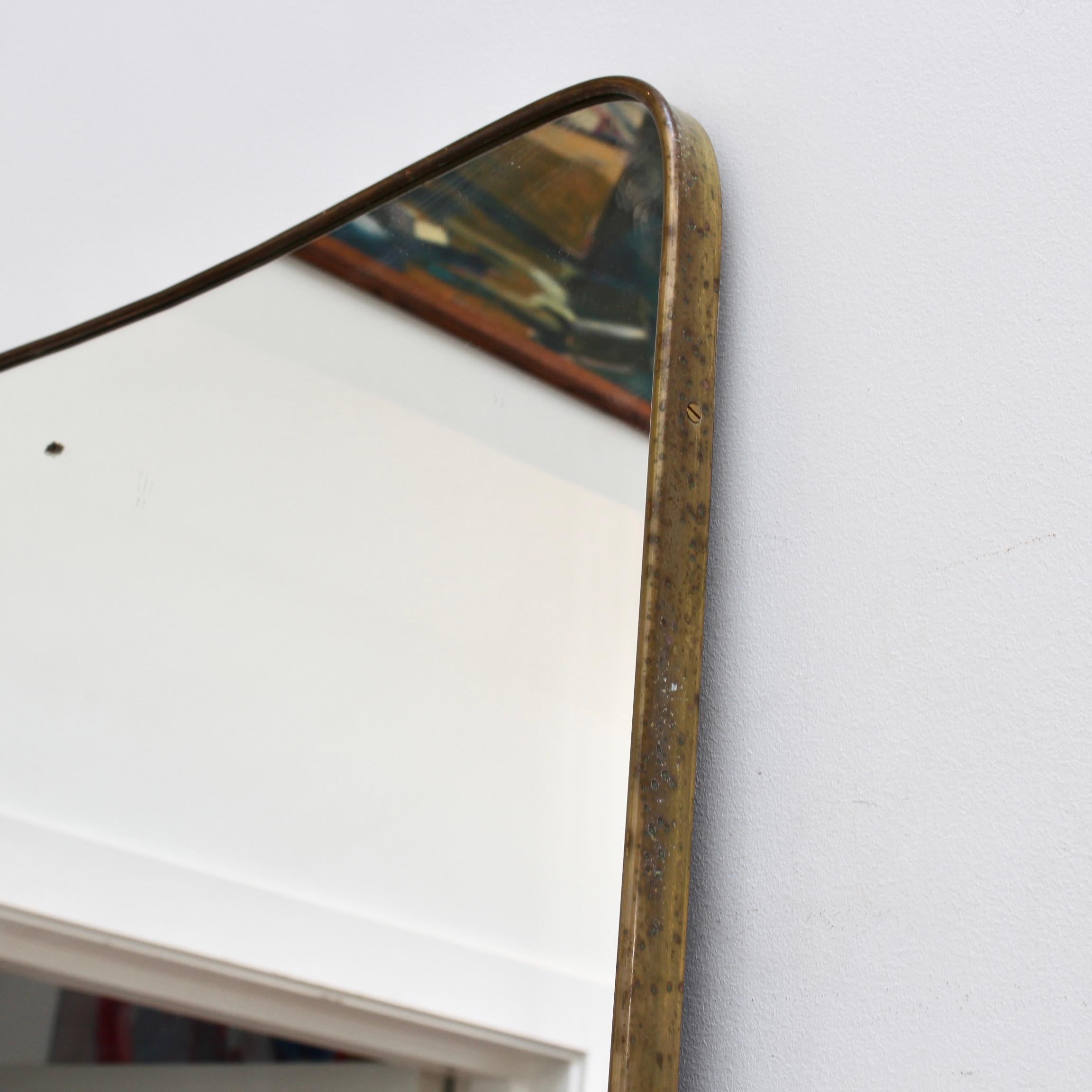 Mid-Century Italian Wall Mirror with Brass Frame (circa 1950s) - Large For Sale 11
