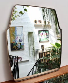Mid-Century Italian Wall Mirror with Brass Frame 'circa 1950s', Large