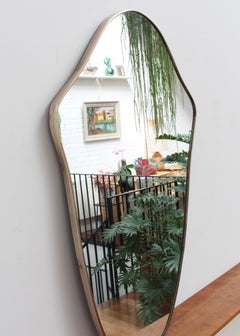 Midcentury Italian Wall Mirror with Brass Frame 'circa 1950s', Large