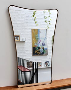 Mid-Century Italian Wall Mirror with Brass Frame (circa 1950s) - Large