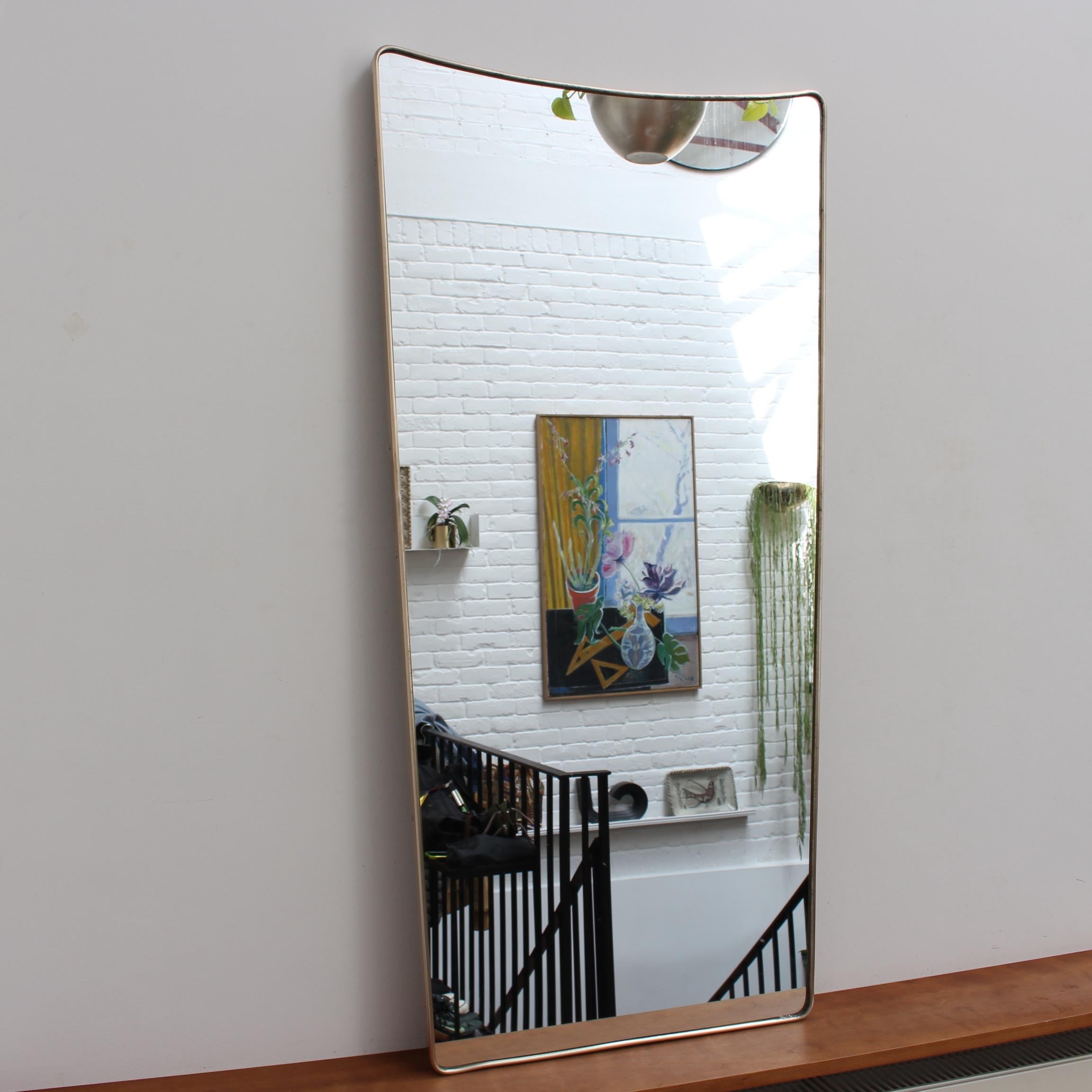Mid-Century Modern Mid-Century Italian Wall Mirror with Brass Frame 'circa 1950s' - Large For Sale