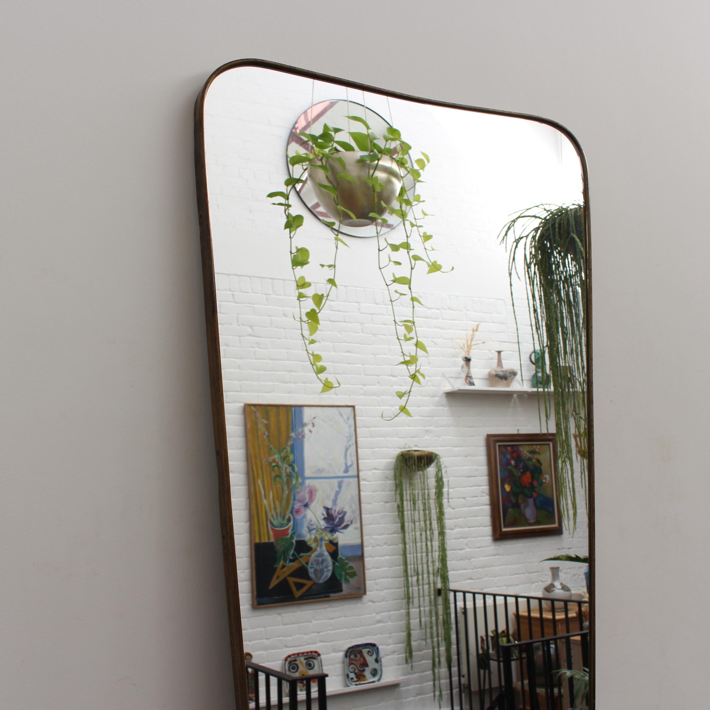 Mid-Century Modern Mid-Century Italian Wall Mirror with Brass Frame (circa 1950s) - Large For Sale