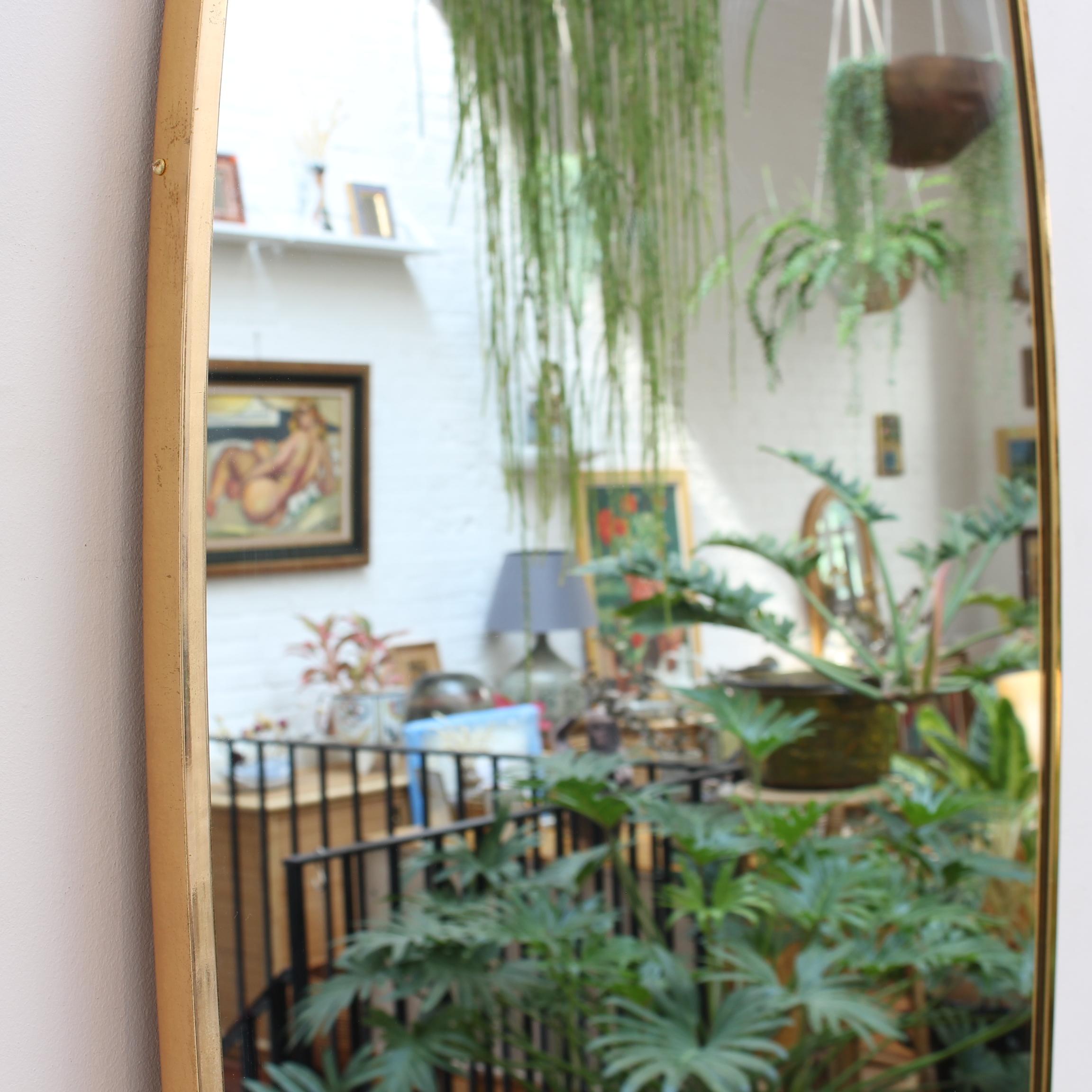 Mid-Century Italian Wall Mirror with Brass Frame 'circa 1950s', Large In Good Condition In London, GB