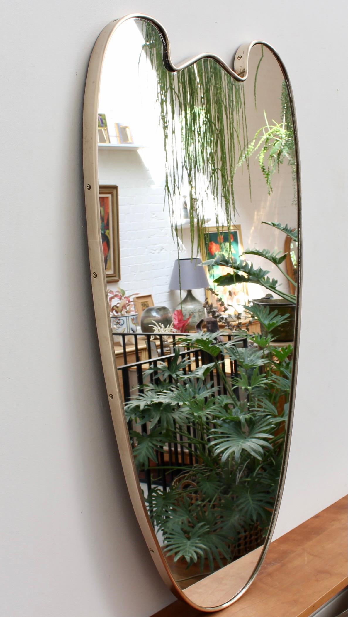 Mid-Century Italian Wall Mirror with Brass Frame 'circa 1950s' Large In Good Condition In London, GB