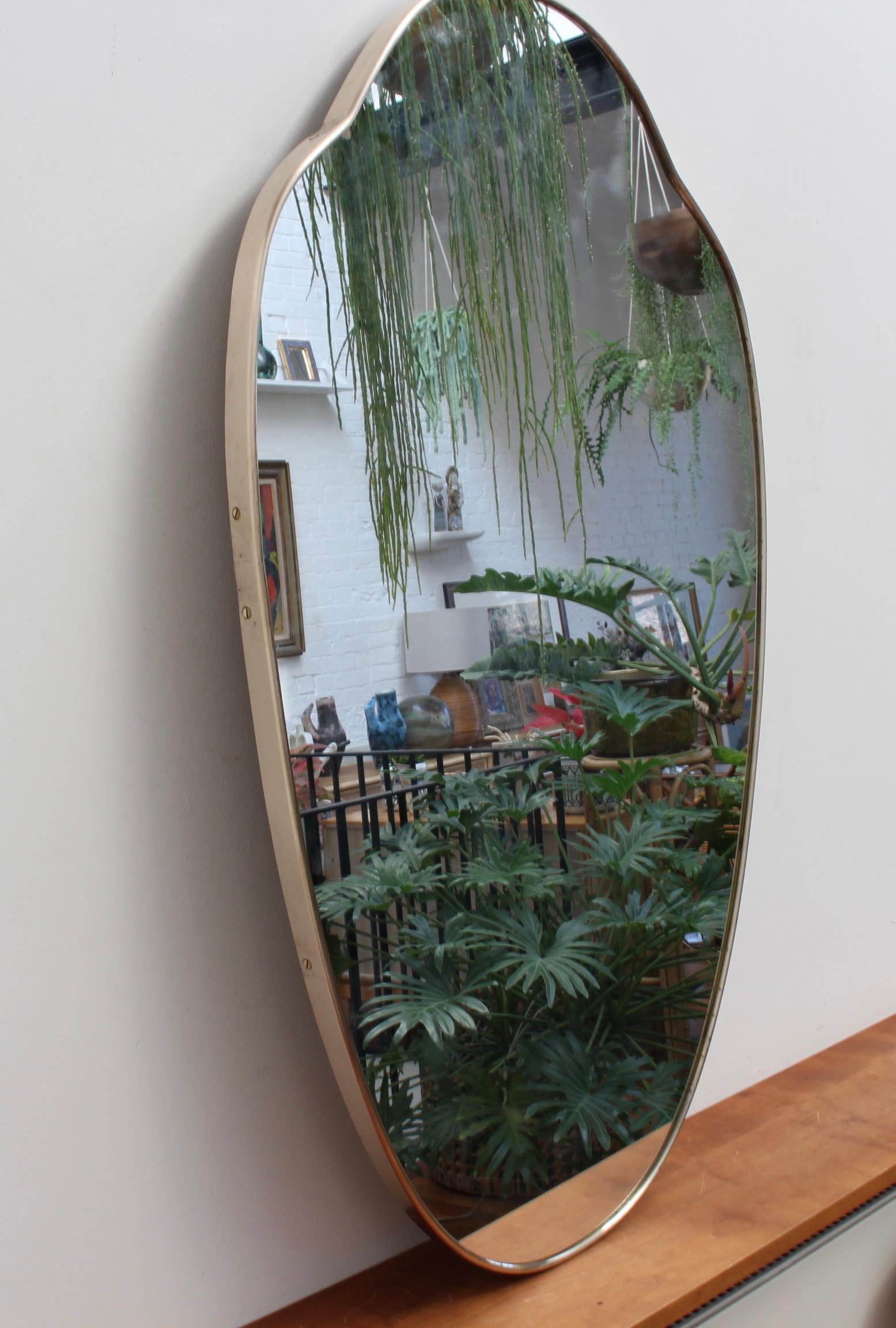 Mid-Century Italian Wall Mirror with Brass Frame (circa 1950s) - Large In Good Condition In London, GB