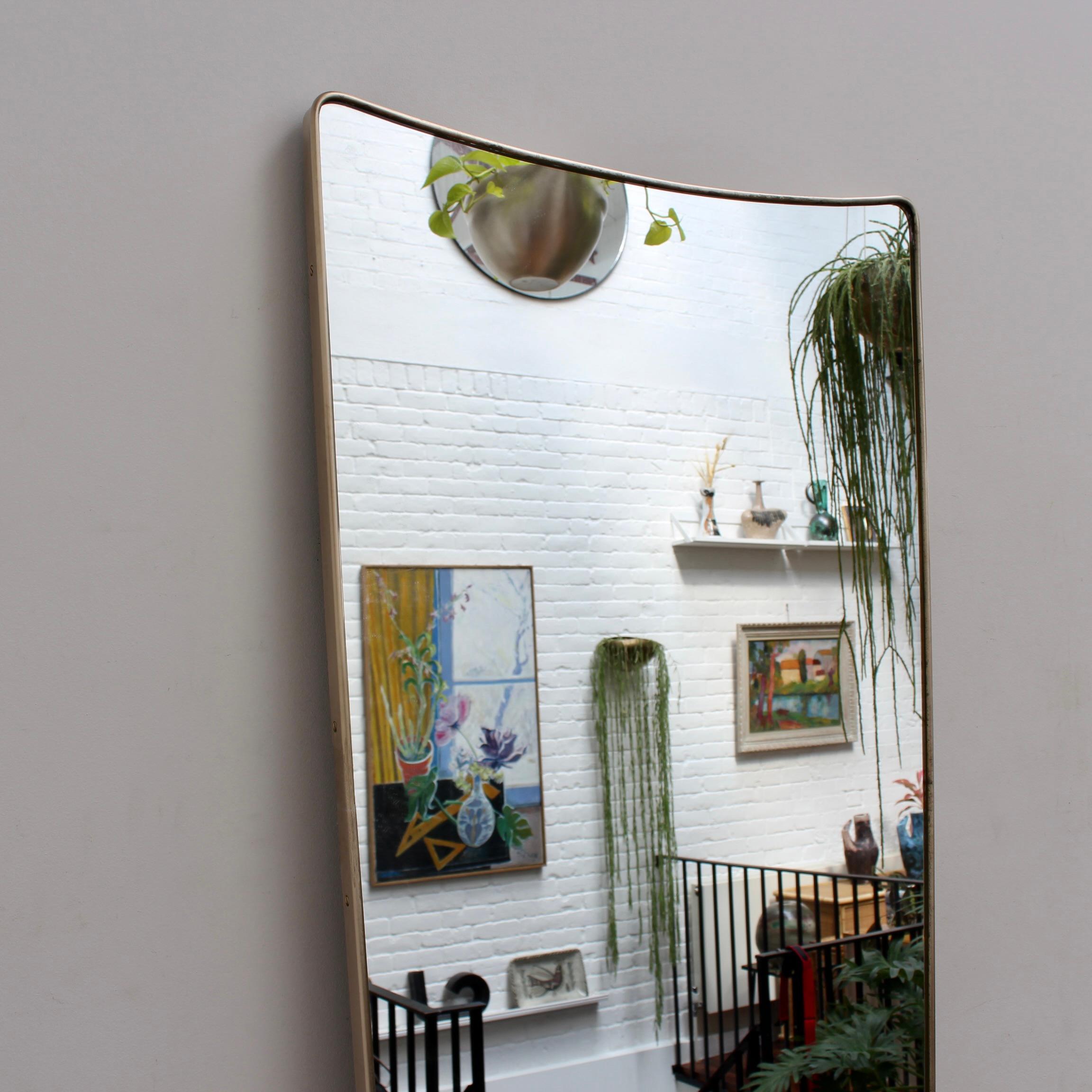 Mid-Century Italian Wall Mirror with Brass Frame 'circa 1950s' - Large In Good Condition For Sale In London, GB