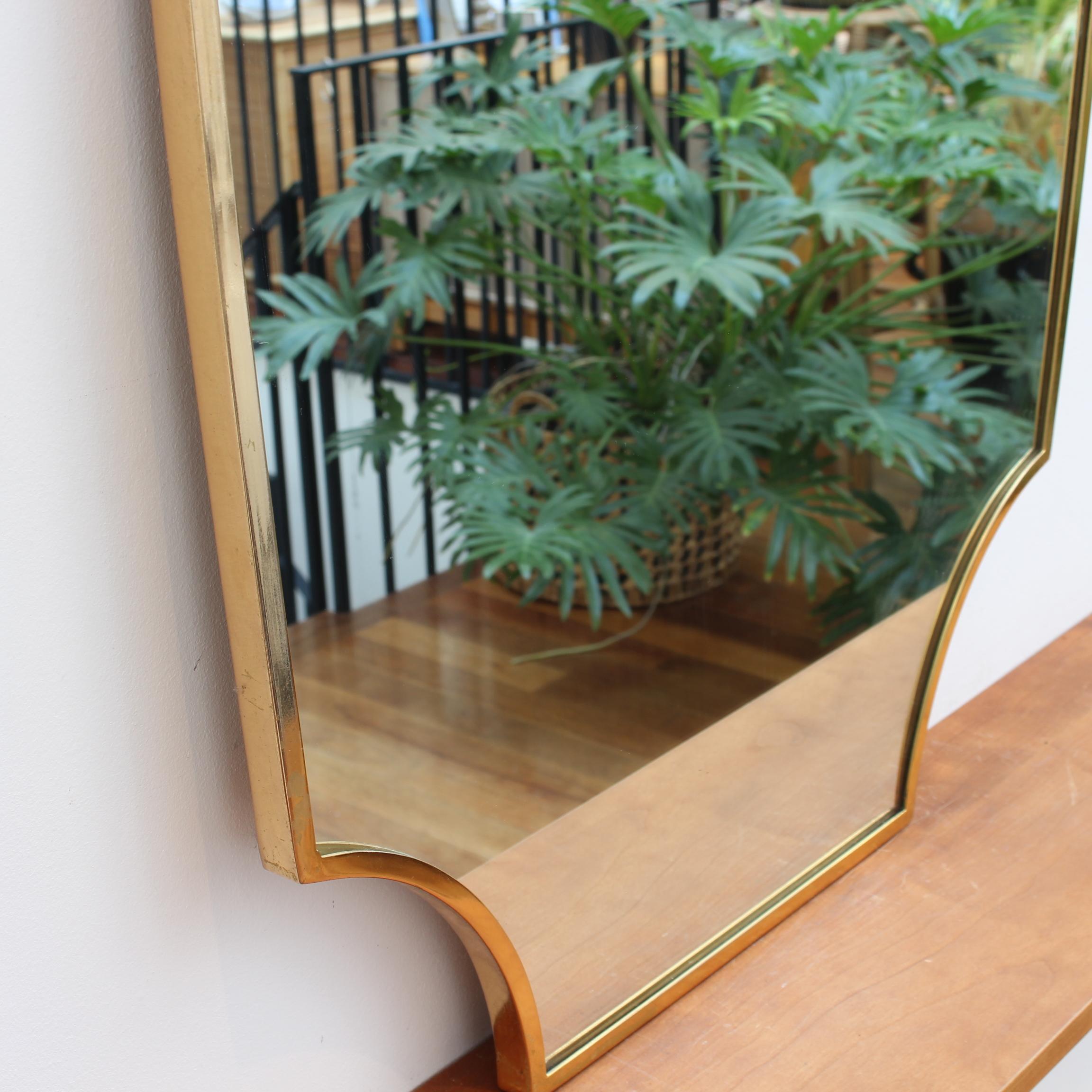 Mid-20th Century Mid-Century Italian Wall Mirror with Brass Frame 'circa 1950s', Large
