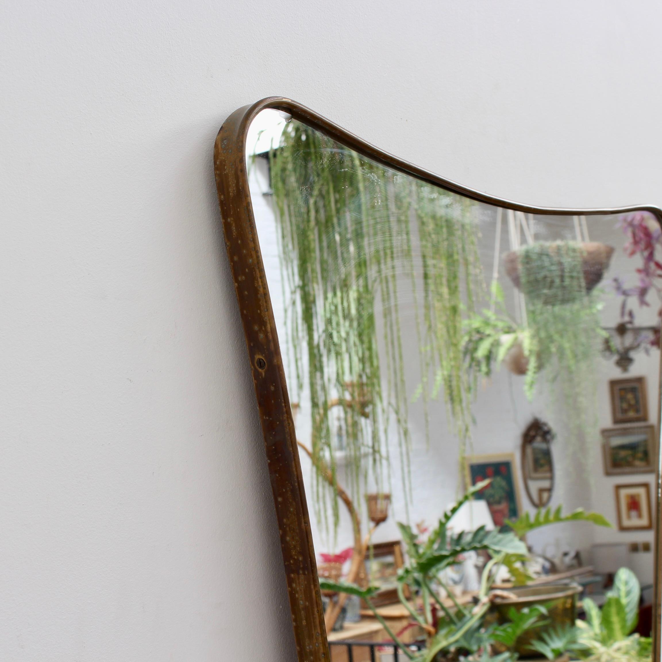 Mid-20th Century Mid-Century Italian Wall Mirror with Brass Frame (circa 1950s) - Large For Sale