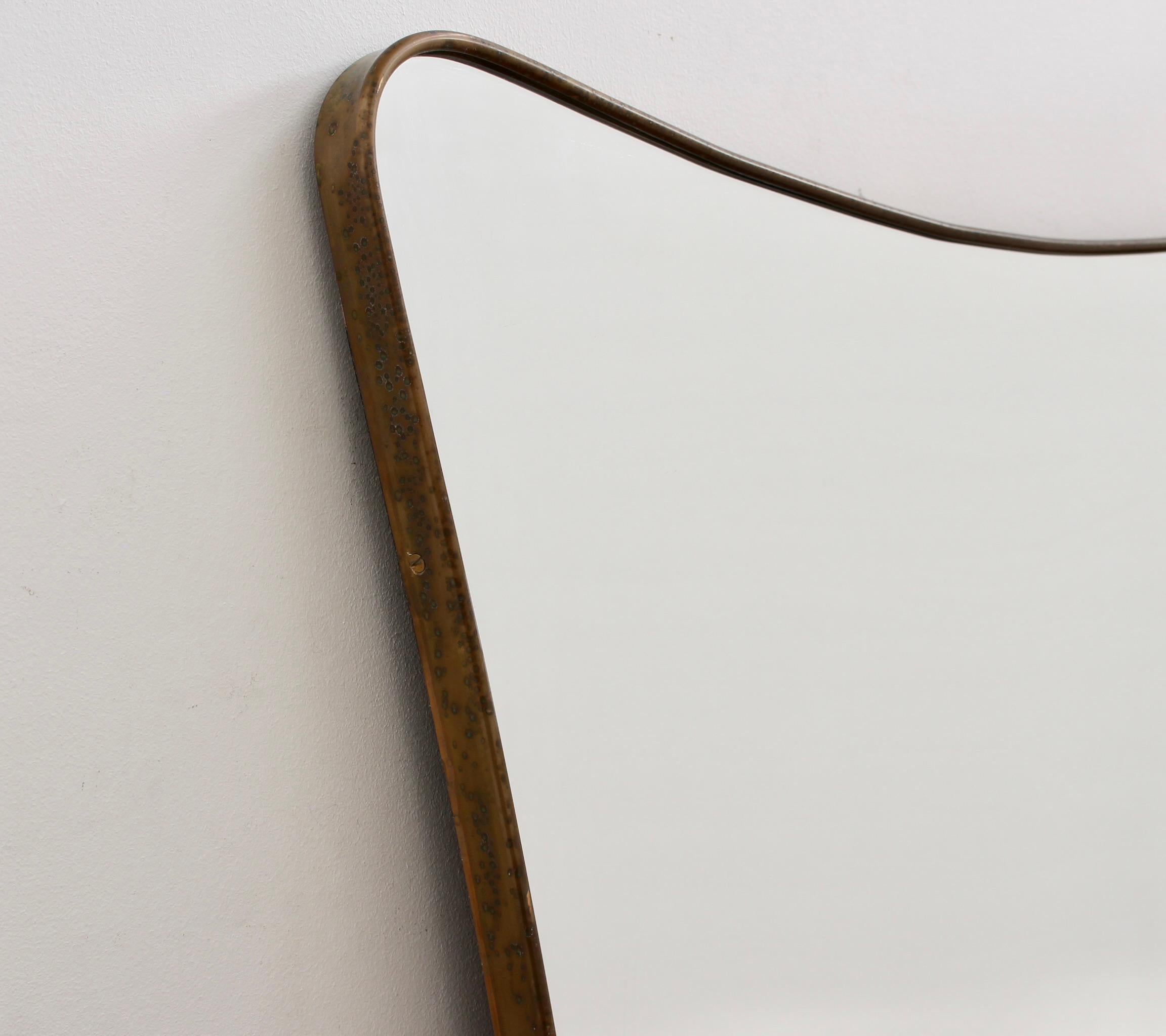 Mid-20th Century Mid-Century Italian Wall Mirror with Brass Frame (circa 1950s) - Large For Sale