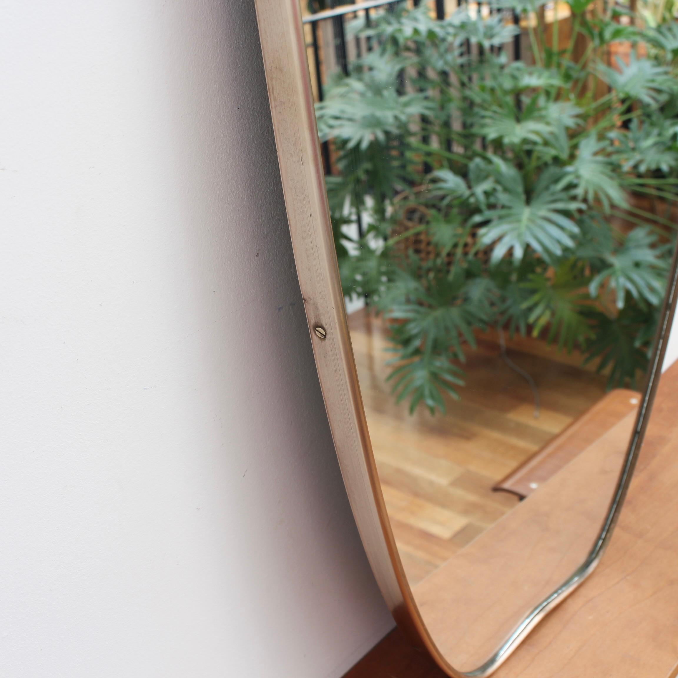 Midcentury Italian Wall Mirror with Brass Frame 'circa 1950s', Large For Sale 2