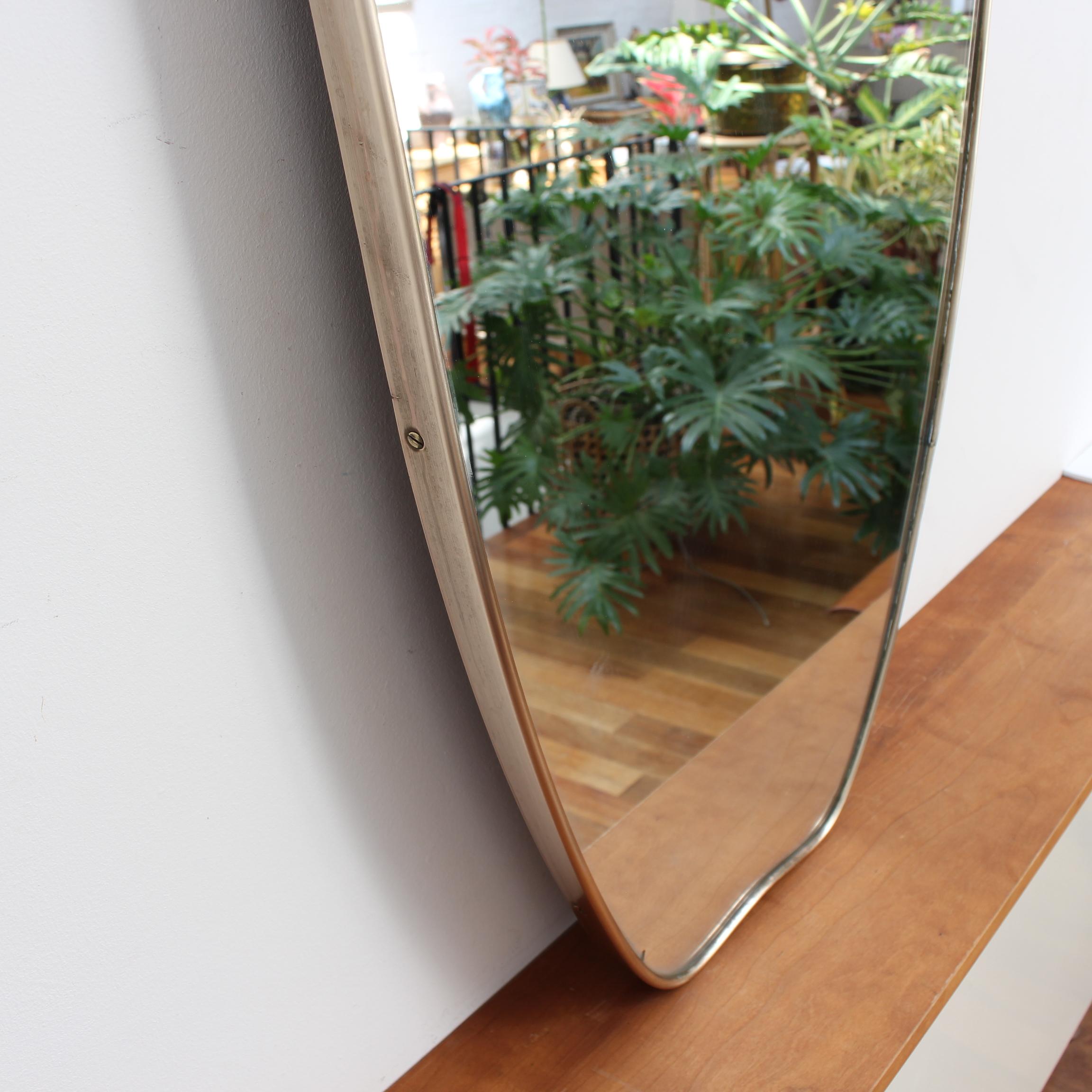 Midcentury Italian Wall Mirror with Brass Frame 'circa 1950s', Large For Sale 2
