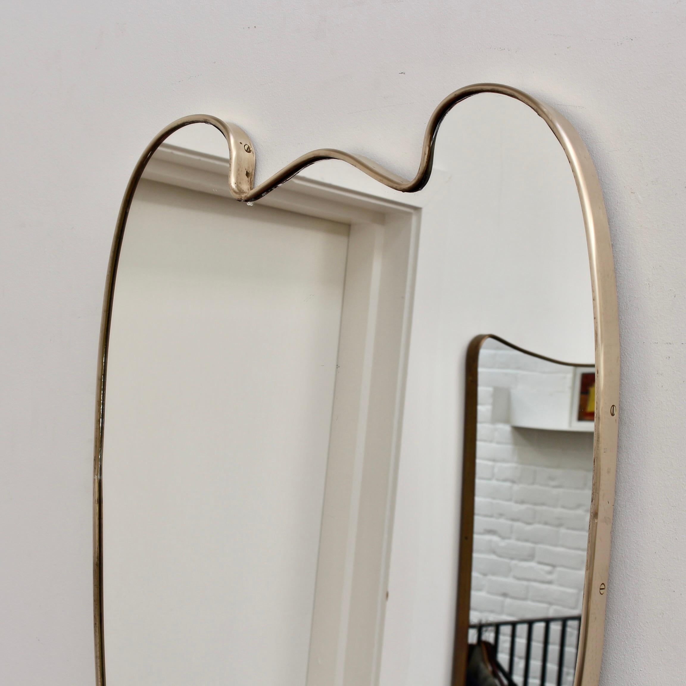 Mid-Century Italian Wall Mirror with Brass Frame 'circa 1950s' Large 3