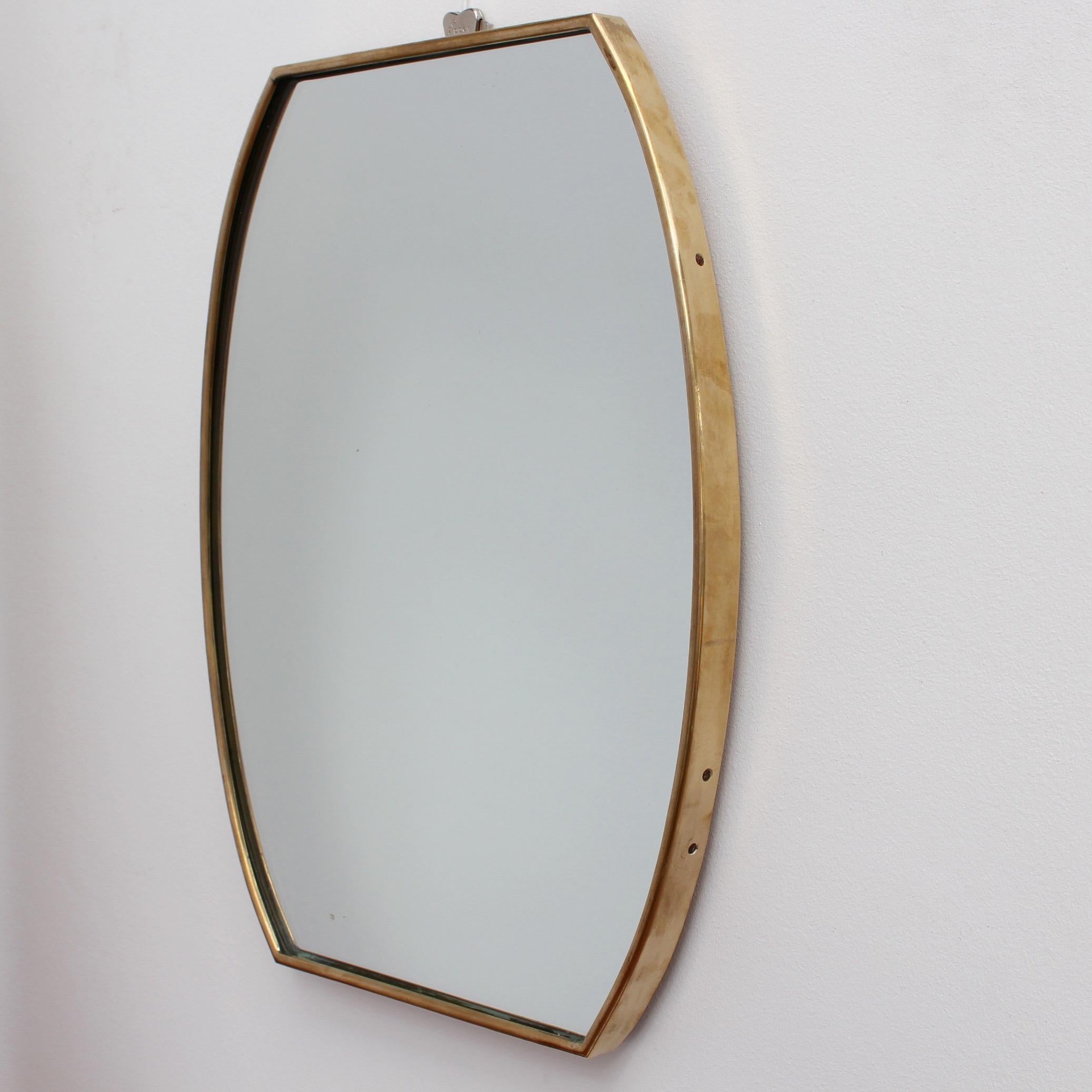 Mid-Century Modern Midcentury Italian Wall Mirror with Brass Frame 'circa 1950s' Small