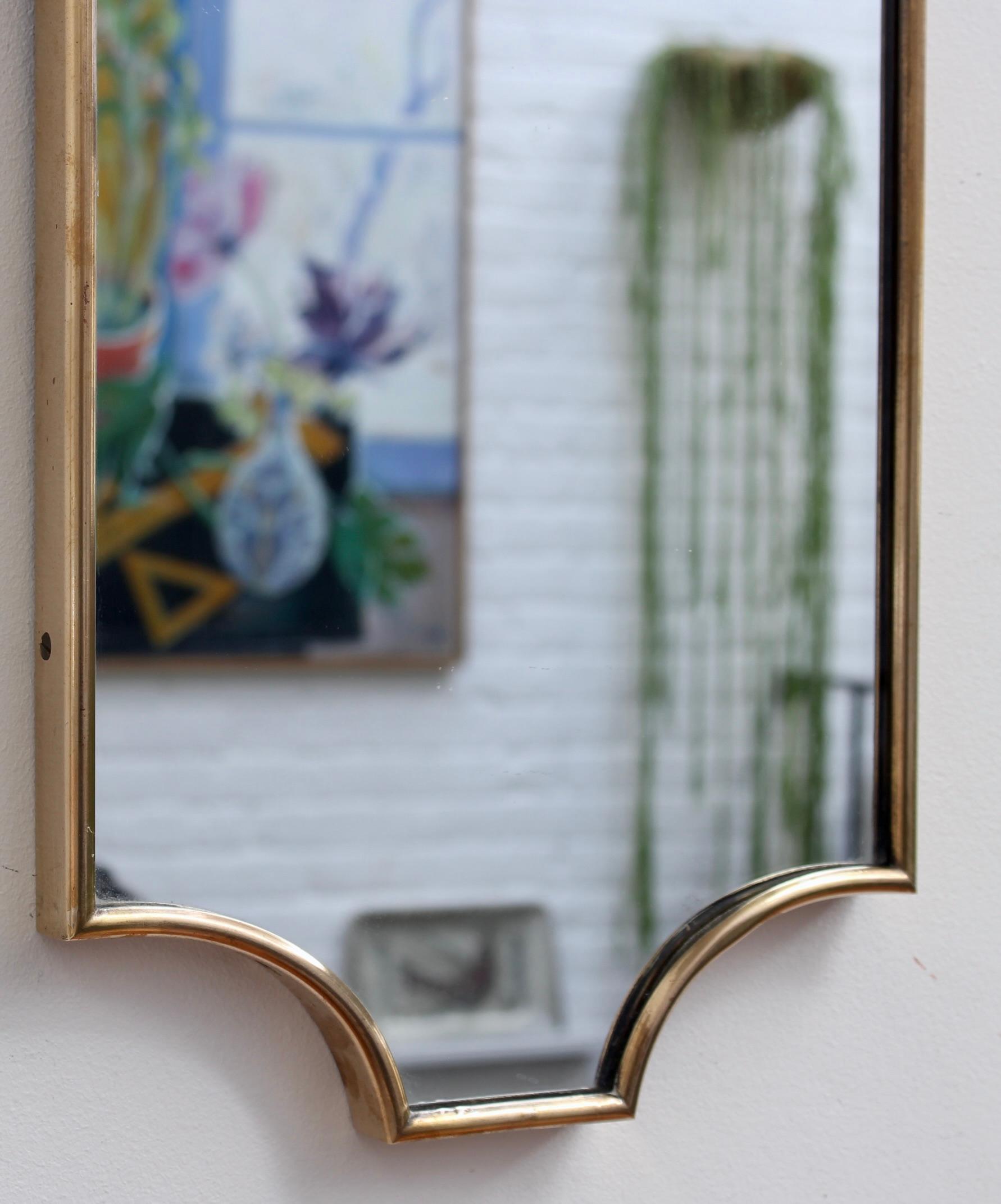 Mid-Century Modern Mid-Century Italian Wall Mirror with Brass Frame (circa 1950s) - Small For Sale