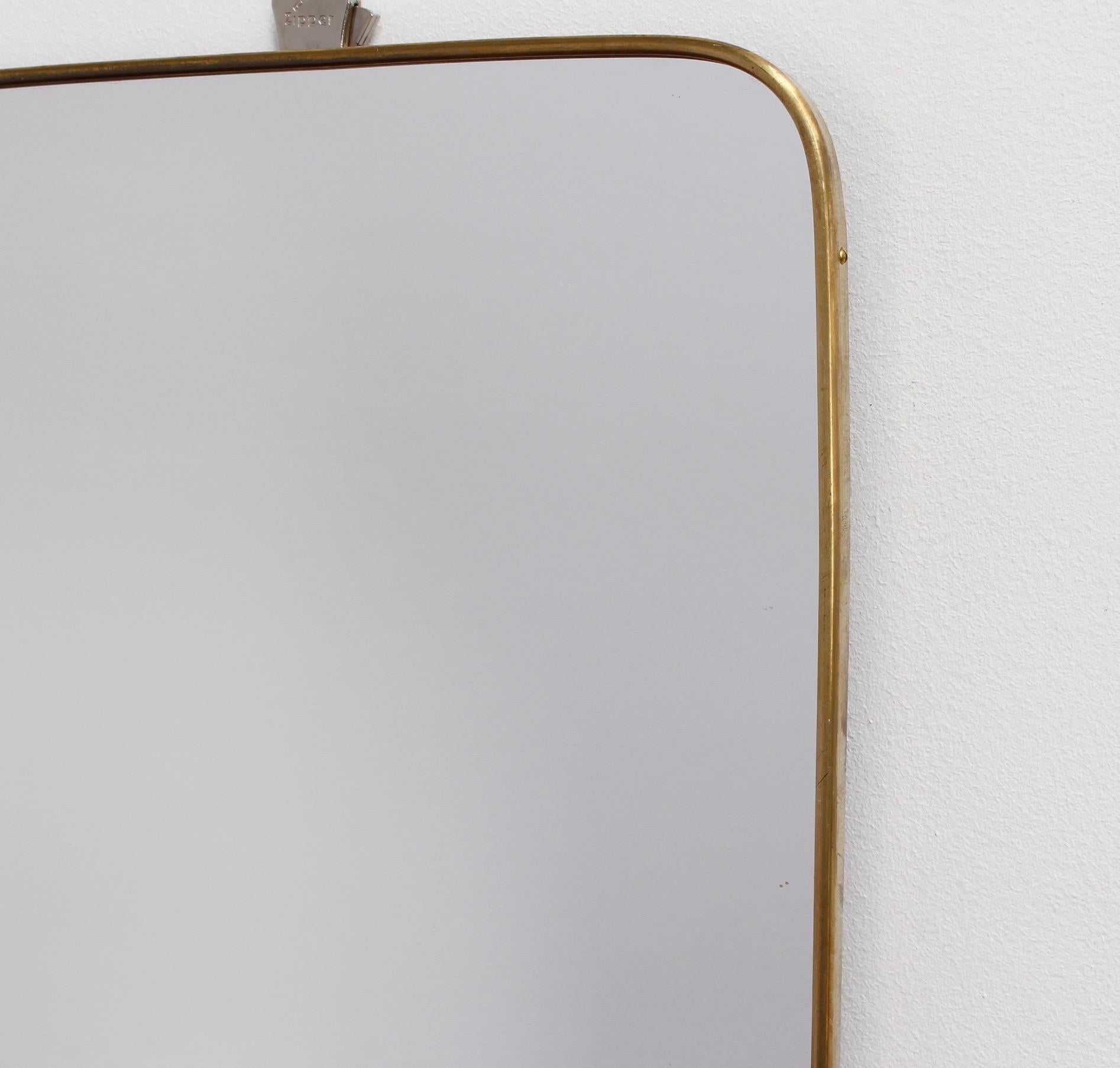 Mid-Century Italian Wall Mirror with Brass Frame, 'circa 1950s', Small In Good Condition In London, GB