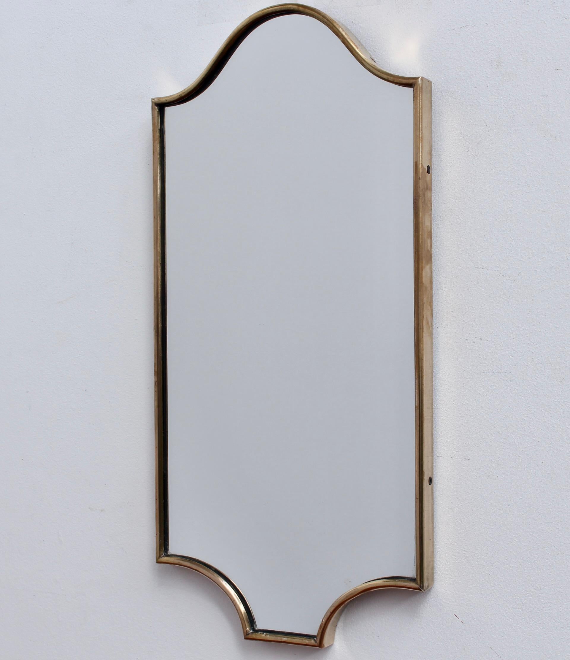 Mid-20th Century Mid-Century Italian Wall Mirror with Brass Frame (circa 1950s) - Small For Sale