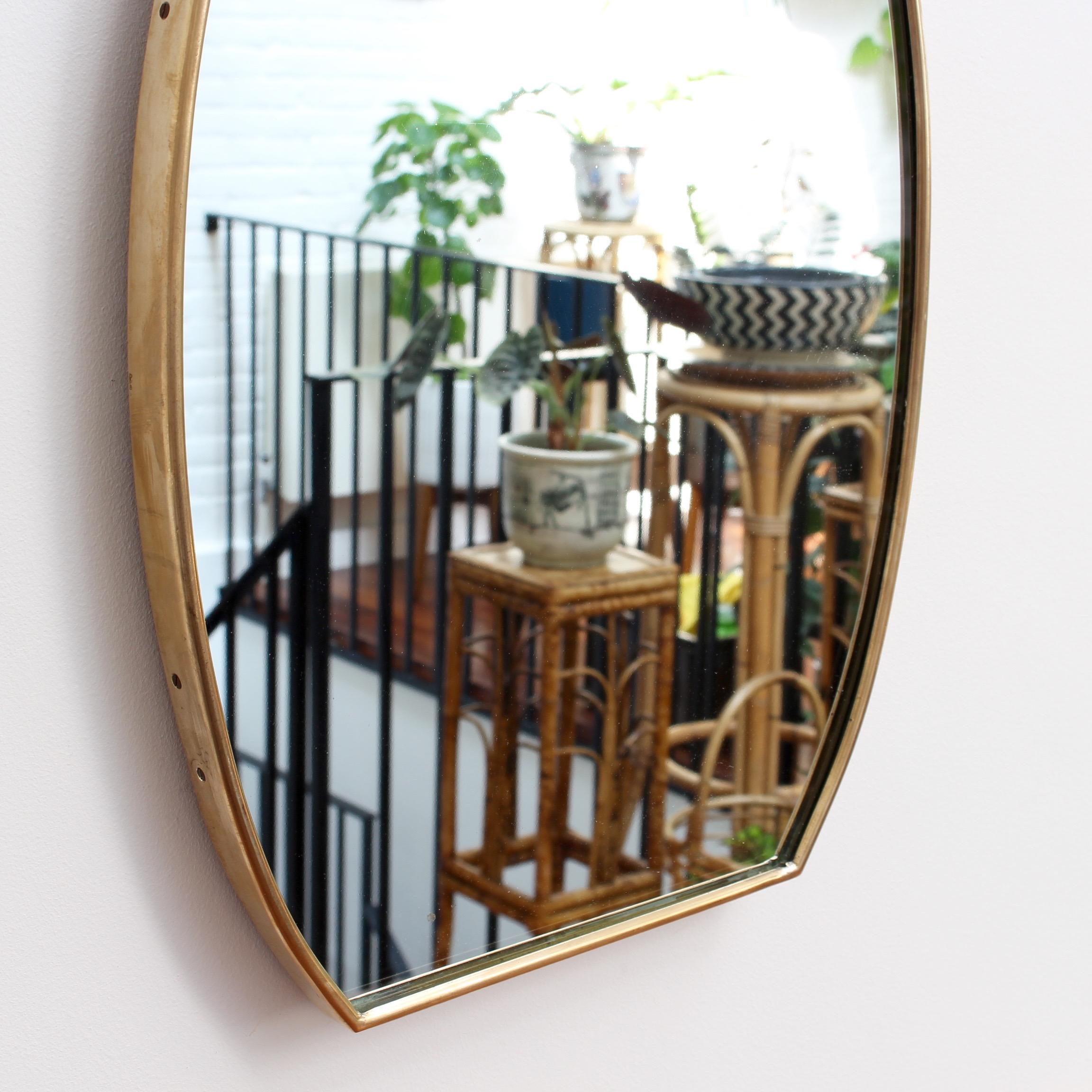 Midcentury Italian Wall Mirror with Brass Frame 'circa 1950s' Small 1