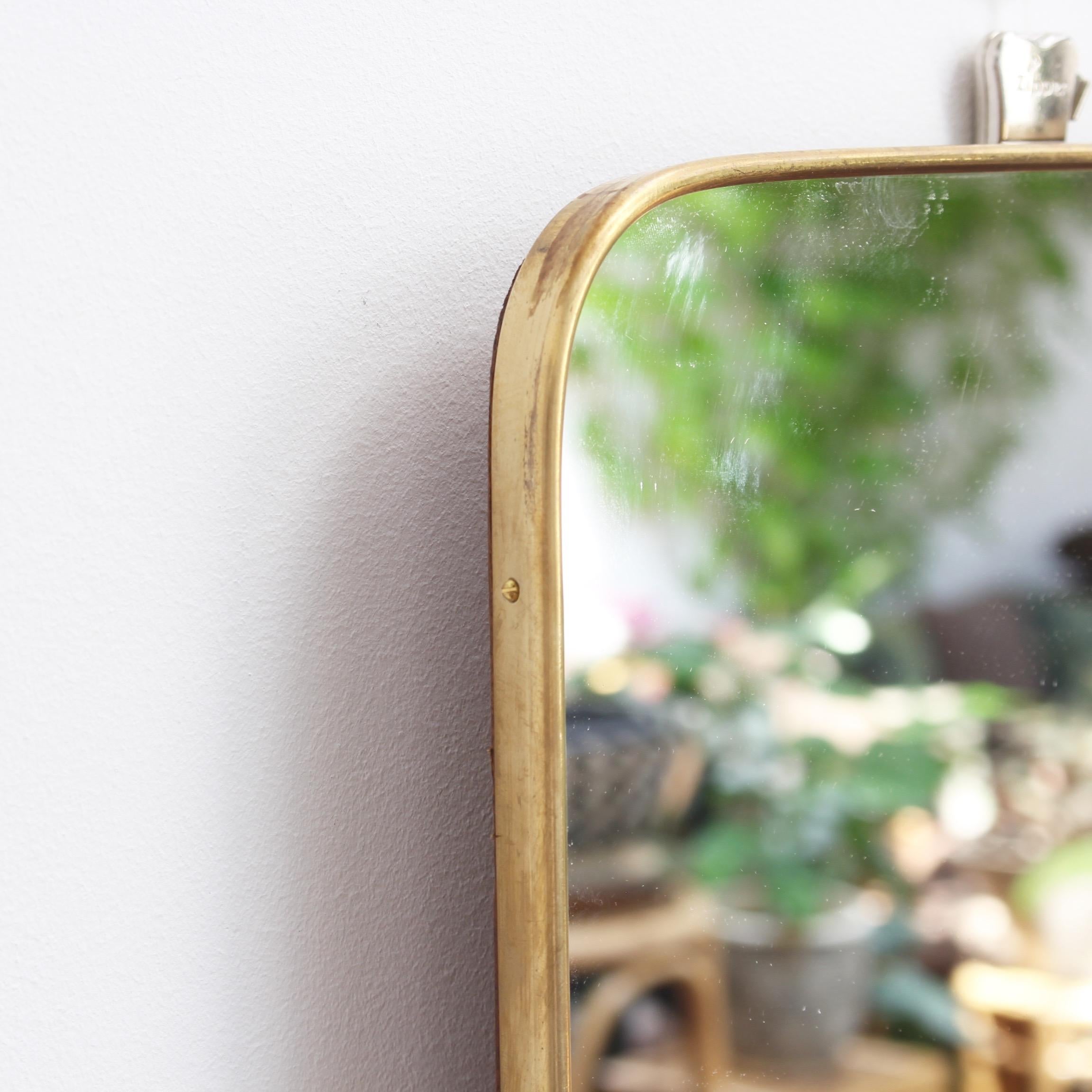 Midcentury Italian Wall Mirror with Brass Frame, circa 1950s, Small 2
