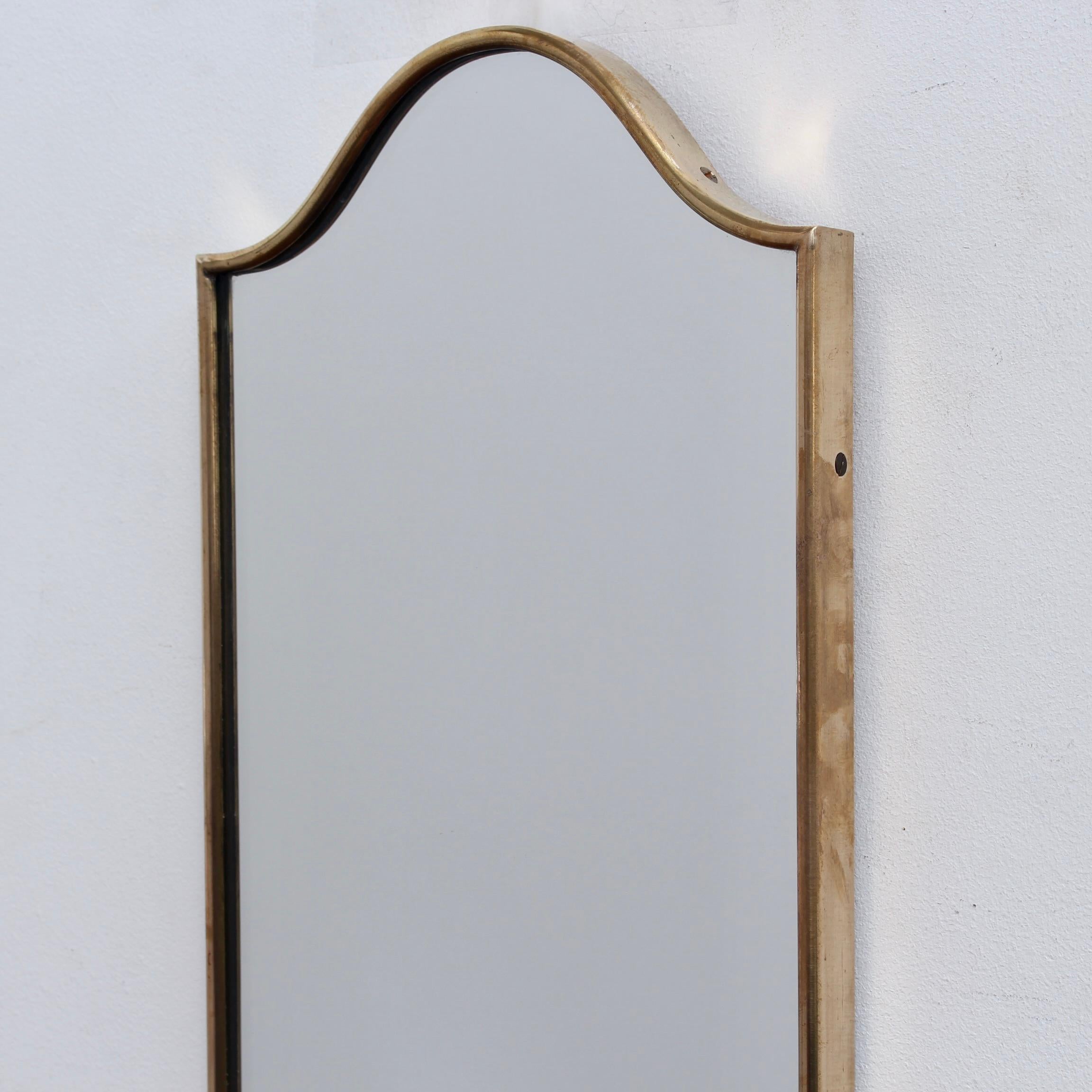 Mid-Century Italian Wall Mirror with Brass Frame (circa 1950s) - Small For Sale 3