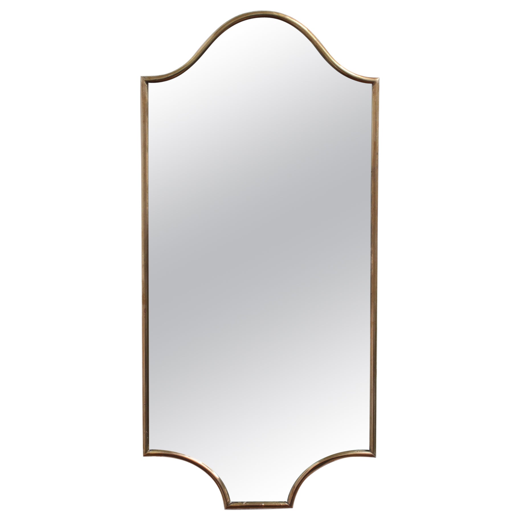 Mid-Century Italian Wall Mirror with Brass Frame (circa 1950s) - Small