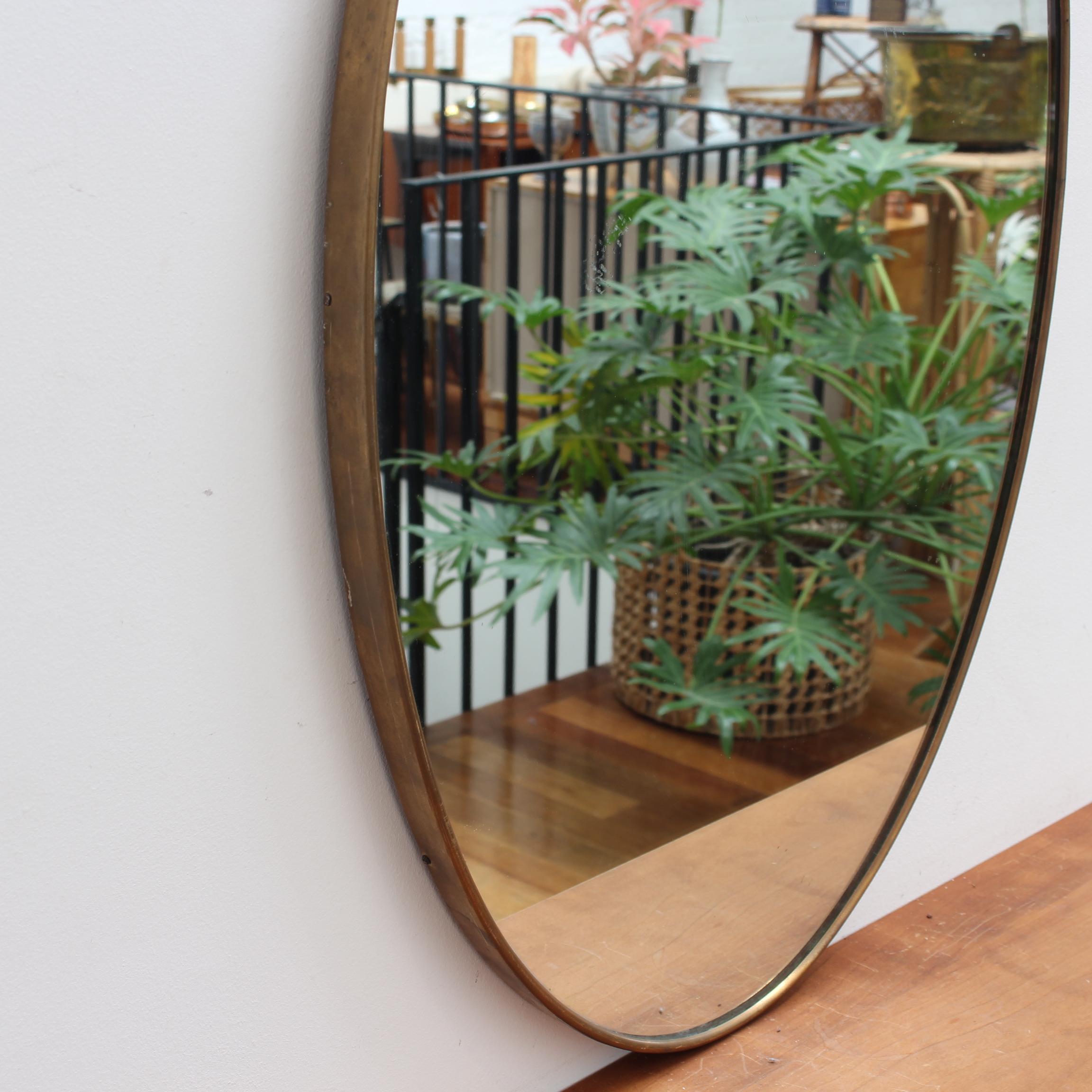 Mid-Century Italian Wall Mirror with Brass Frame (circa 1960s) 1