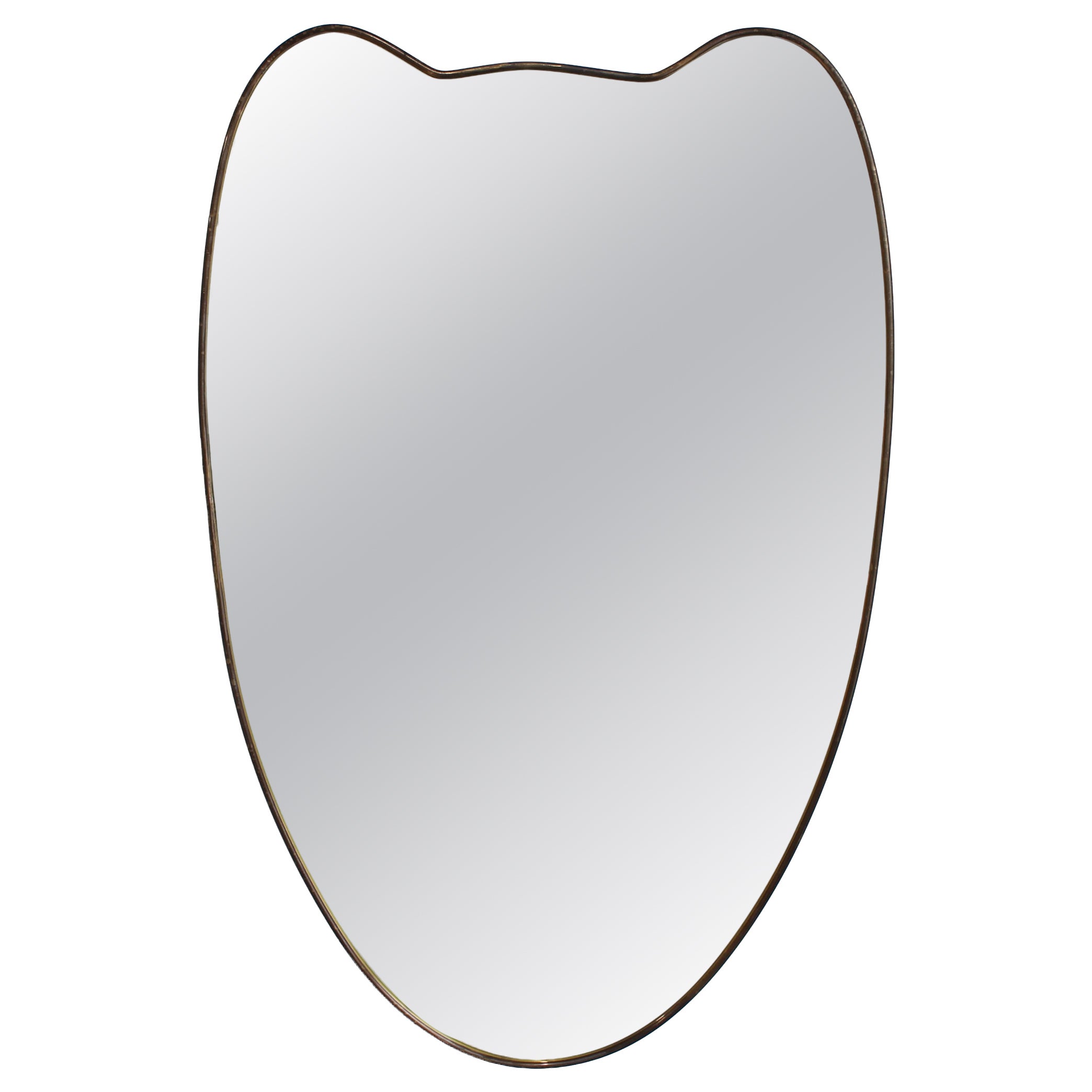 Mid-Century Italian Wall Mirror with Brass Frame (circa 1960s) For Sale