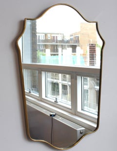 Mid-Century Italian Wall Mirror, Brass Frame, Gio Ponti Style, 1960s