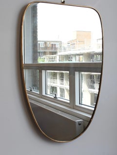 Mid-Century Italian Wall Mirror, Brass Frame, Gio Ponti Style, 1960s