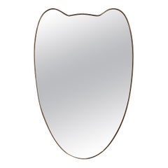 Miroir mural italien du milieu du siècle avec cadre en laiton