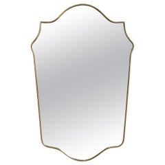 Mid-Century Italian Wall Mirror, Brass Frame, Gio Ponti Style, 1960s