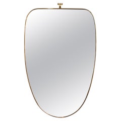 Mid-Century Italian Wall Mirror, Brass Frame, Gio Ponti Style, 1960s