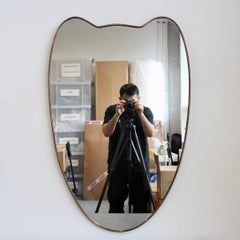 Mid-Century Italian Wall Mirror with Brass Frame