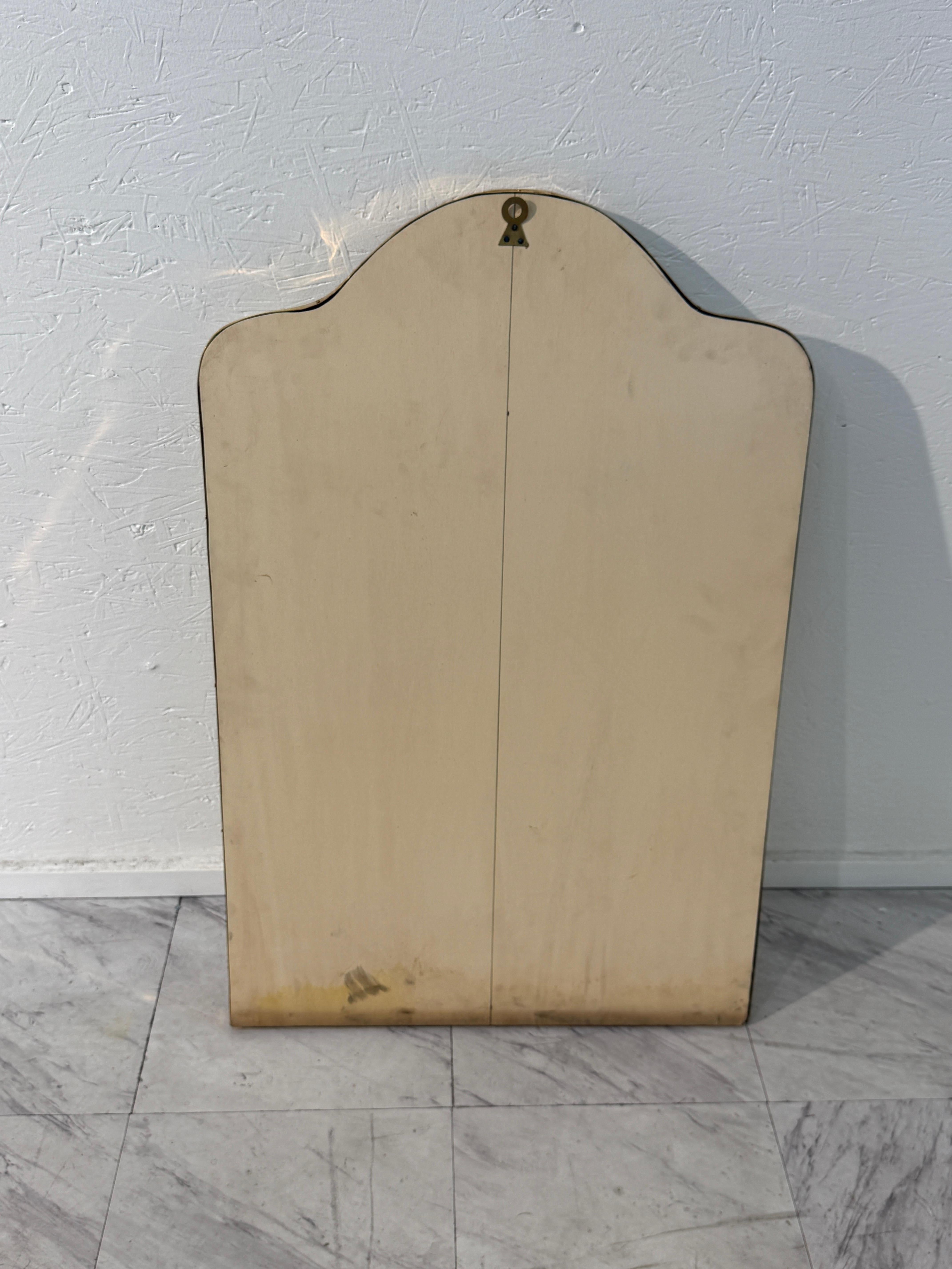Mid-Century Italian Wall Mirror with Brass Frame, Italy 1960s For Sale 1