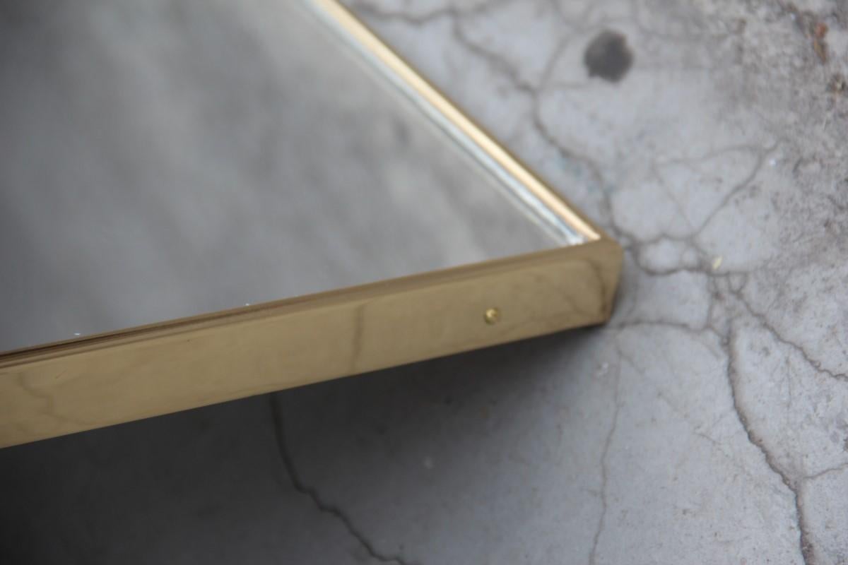 Mid-20th Century Midcentury Italian Wall Mirror with Corrugated Brass Frame Gold 1950 Horizontal