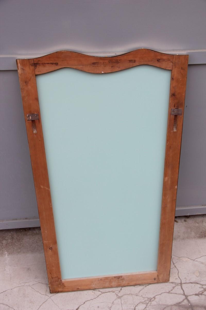 Midcentury Italian Wall Mirror with Corrugated Brass Frame Gold 1950 Horizontal 3