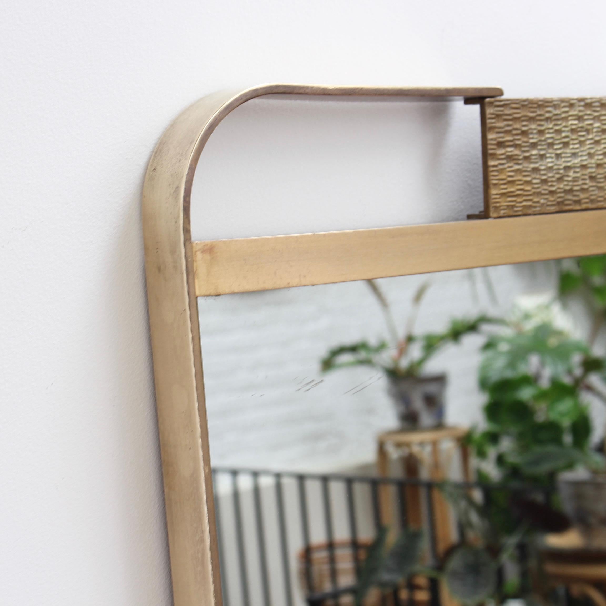Midcentury Italian Wall Mirror with Double Brass Frame, circa 1950s 1